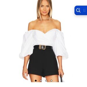 Bardot Eva Poplin Top in Orchid White. Size L (Au 12)